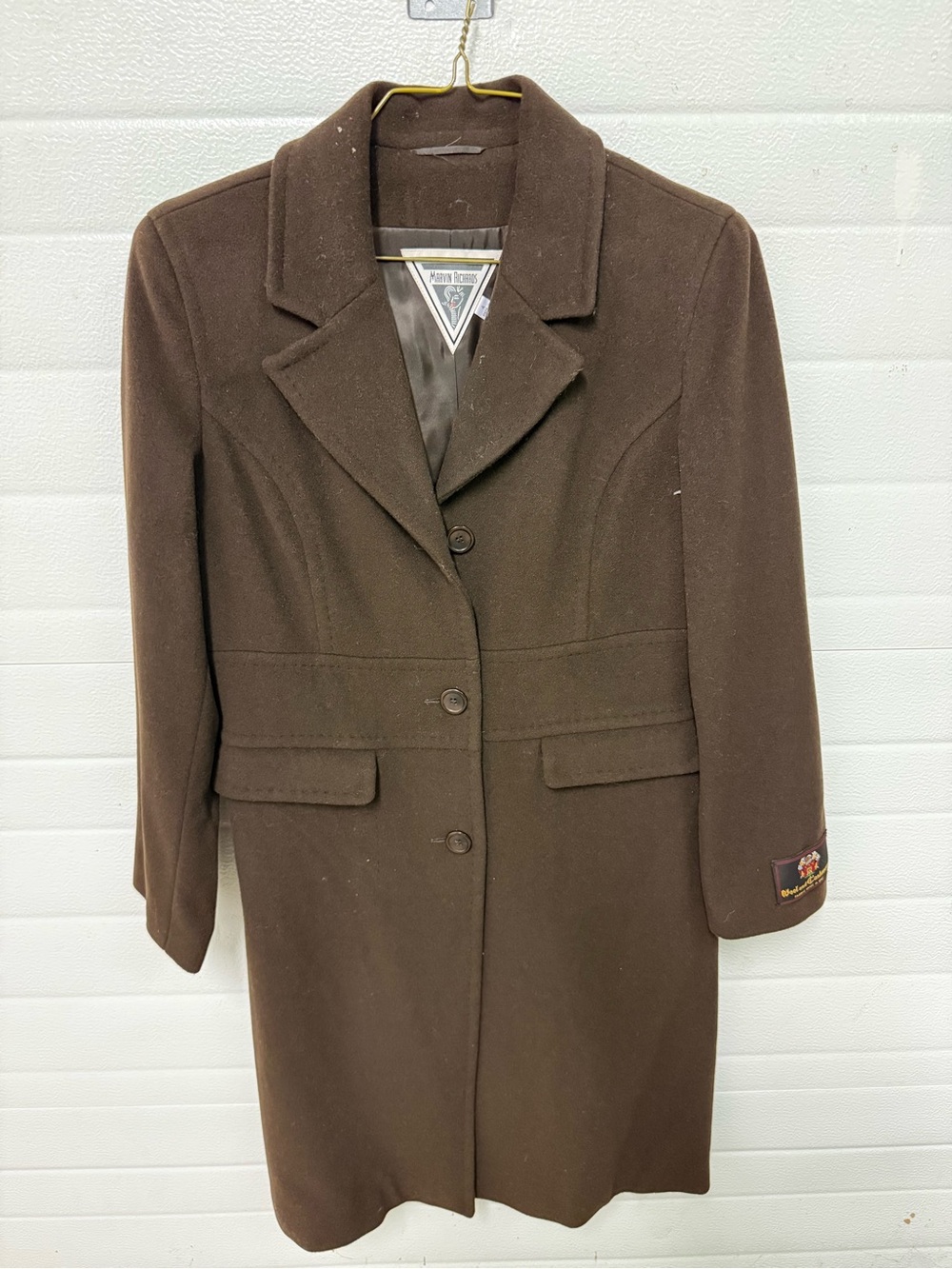 Marvin Richards Brown Tailored Wool Blend Trench Coat